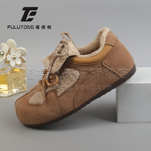 福禄桐系带勃肯鞋女冬季2025年加绒保暖软底反绒毛毛鞋雪地靴棉鞋