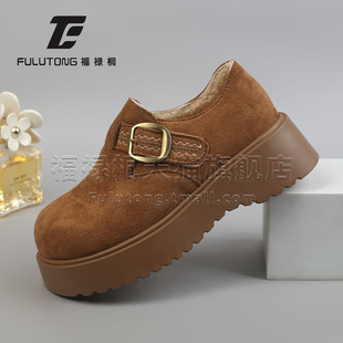 福禄桐勃肯鞋女2025冬季新款加绒保暖厚底松糕女鞋全包舒适休闲鞋