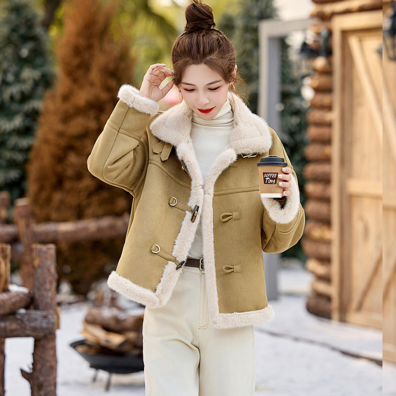 皮毛一体加绒加厚外套女短款2024冬季新款宽松机车服保暖夹克上衣,女装/女士精品,棉衣/棉服,淘宝优惠券,粉丝福利购,淘宝优惠卷