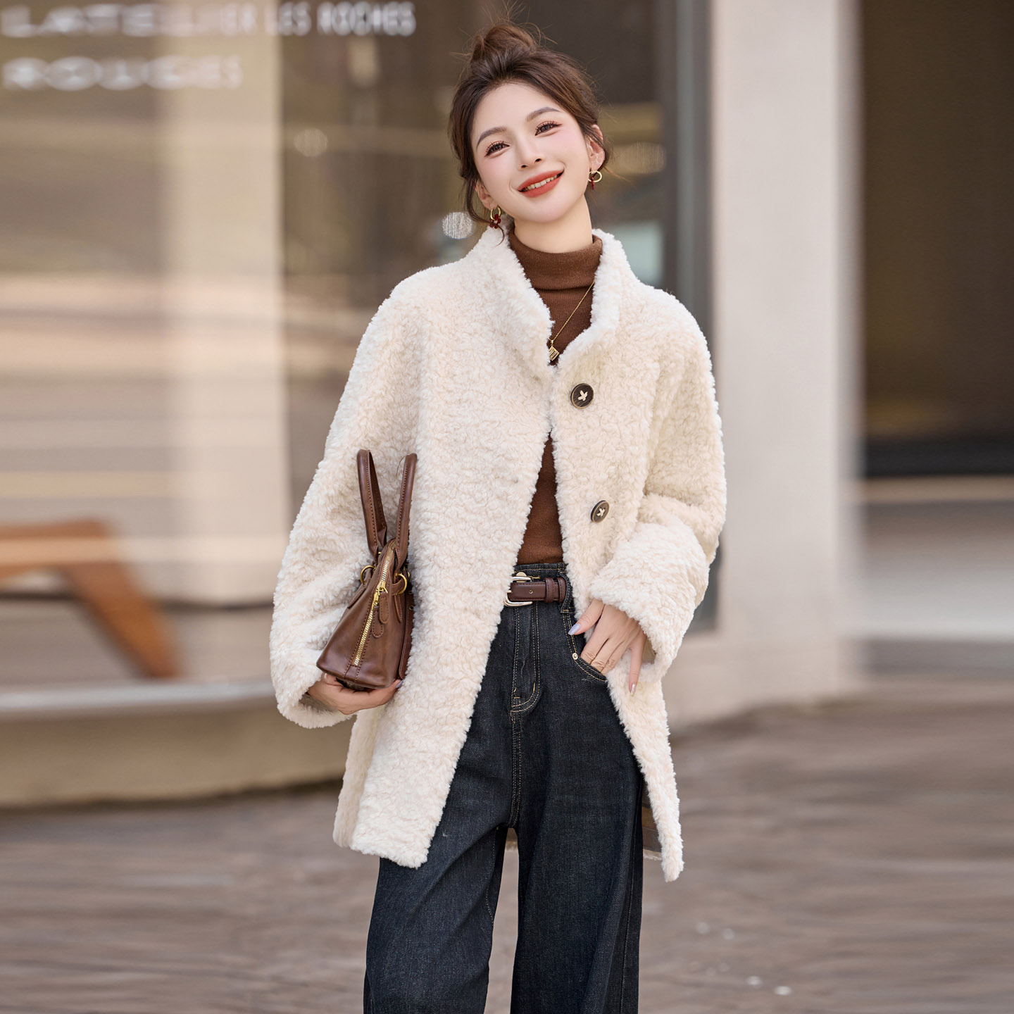 高端流行加厚保暖中长款外套