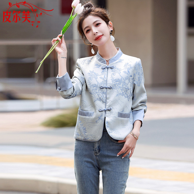 新中式国风提花盘扣短款外套