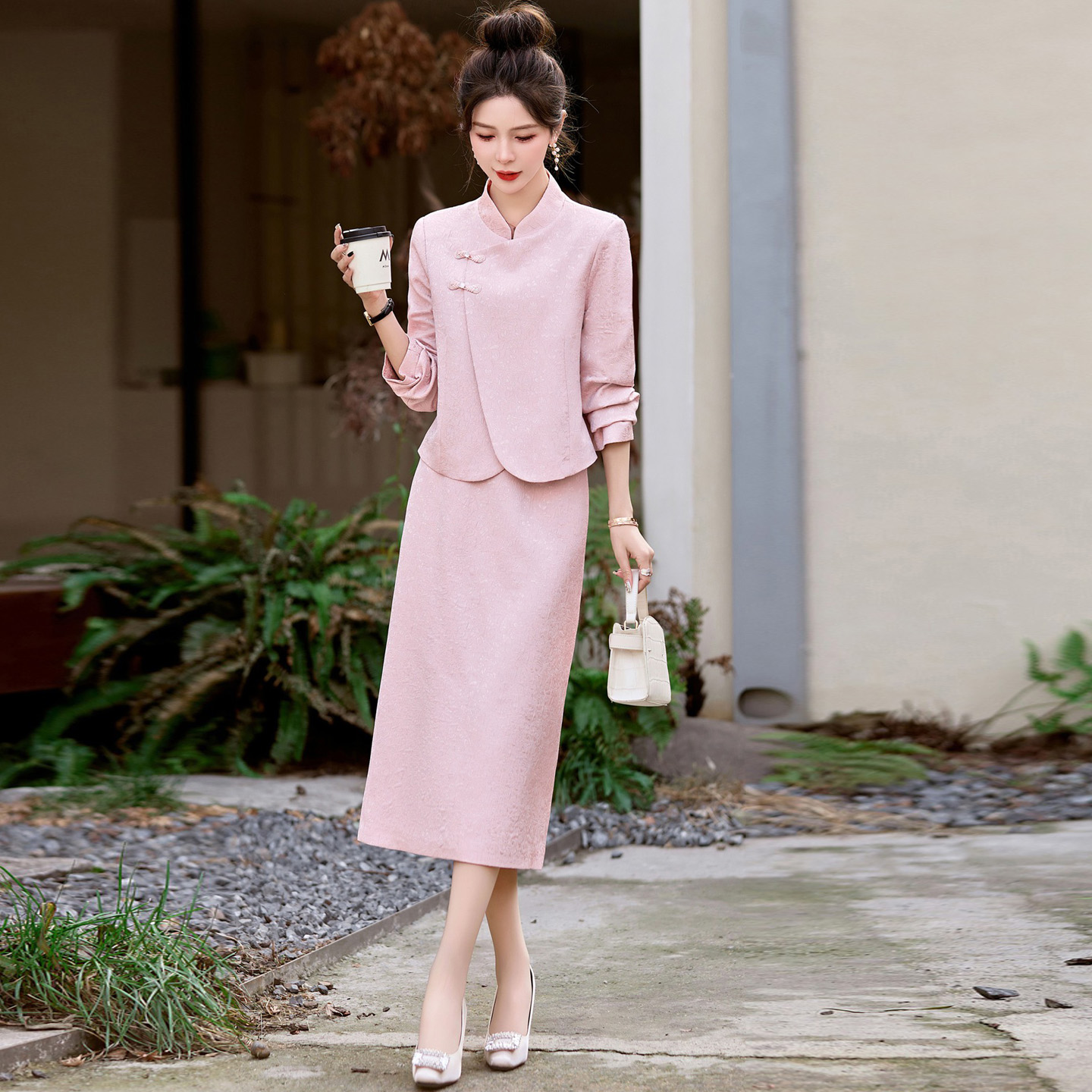 新中式改良旗袍穿搭一整套装女