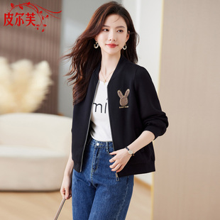 小香风黑色棒球服2026春秋季新款宽松二八月短款外套女款爆款夹克