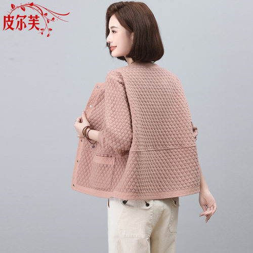 中年妈妈装菱格短款外套女