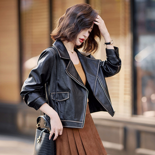美拉德皮衣外套女2024早春秋新款爆款港式复古机车pu皮夹克上衣