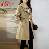 新款 英伦风高端漂亮中长款 风衣连帽女士2024冬季 收腰显瘦好看外套