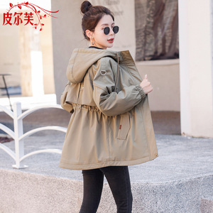 棉服女中长款加绒外套2024冬季新款收腰显瘦派克服小个子加厚棉衣