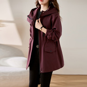 安可拉红外套连帽女装 外套 宽松休闲今年流行中长款 2024春秋季 新款