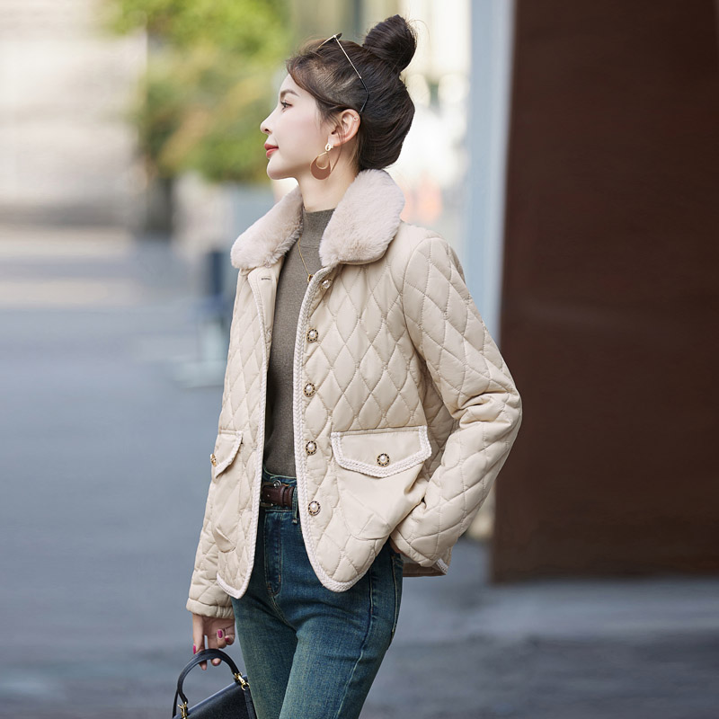 欧货加绒加厚PU皮棉服女