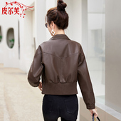 上衣 PU皮小个子短款 欧货皮衣外套西服领机车皮夹克女2026秋季 新款