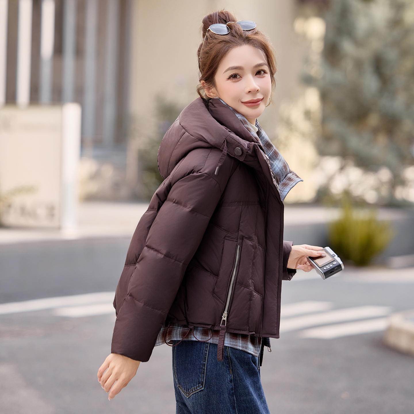 立领加厚白鸭绒外套女潮