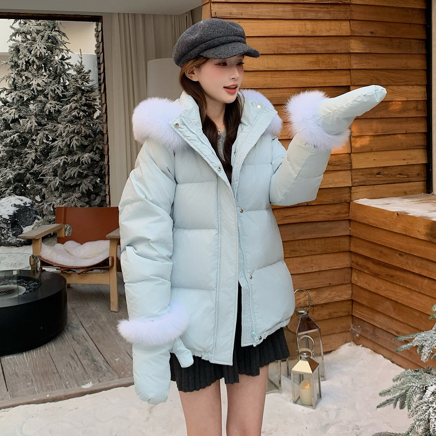 时尚气质保暖白鸭绒女外套