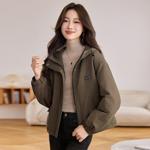 小棉衣连帽短外套 年轻妈妈装 小个子加绒加厚派克服女2025冬季 新款