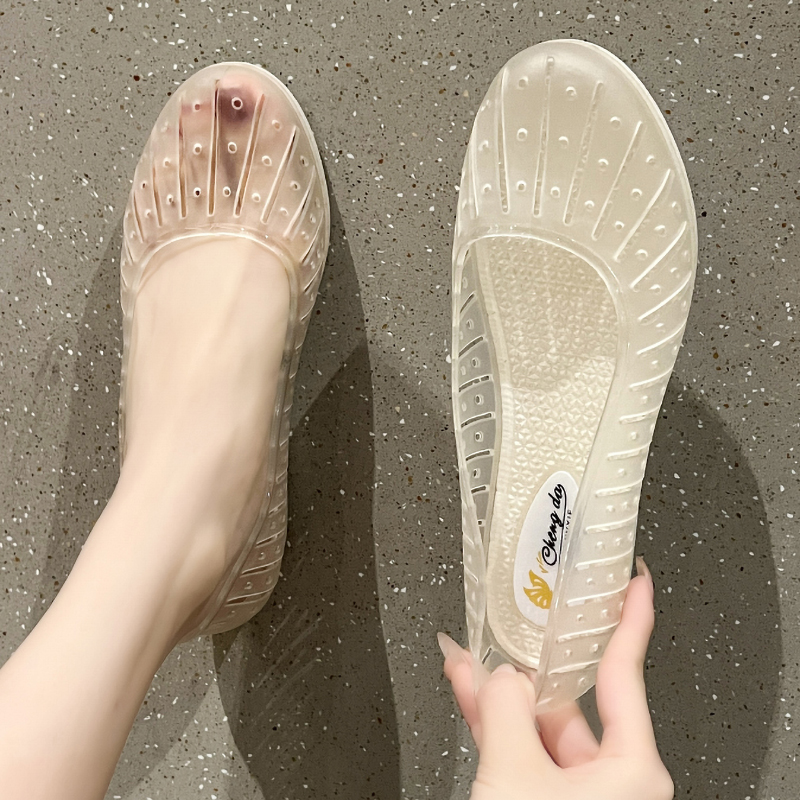 坡跟水晶凉鞋，夏季百搭款