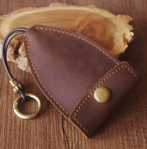 Ретро универсальная кожаная ключница подходит для мужчин и женщин, вместительные и большые универсальные ключи от машины, из натуральной кожи