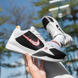 莆田科比5代篮球鞋黑白李小龙小丑实战湖人男运动鞋防水耐磨响声