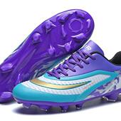 新款 男女儿童小学生男童青少年比赛训练 C罗刺客长钉AG草坪足球鞋