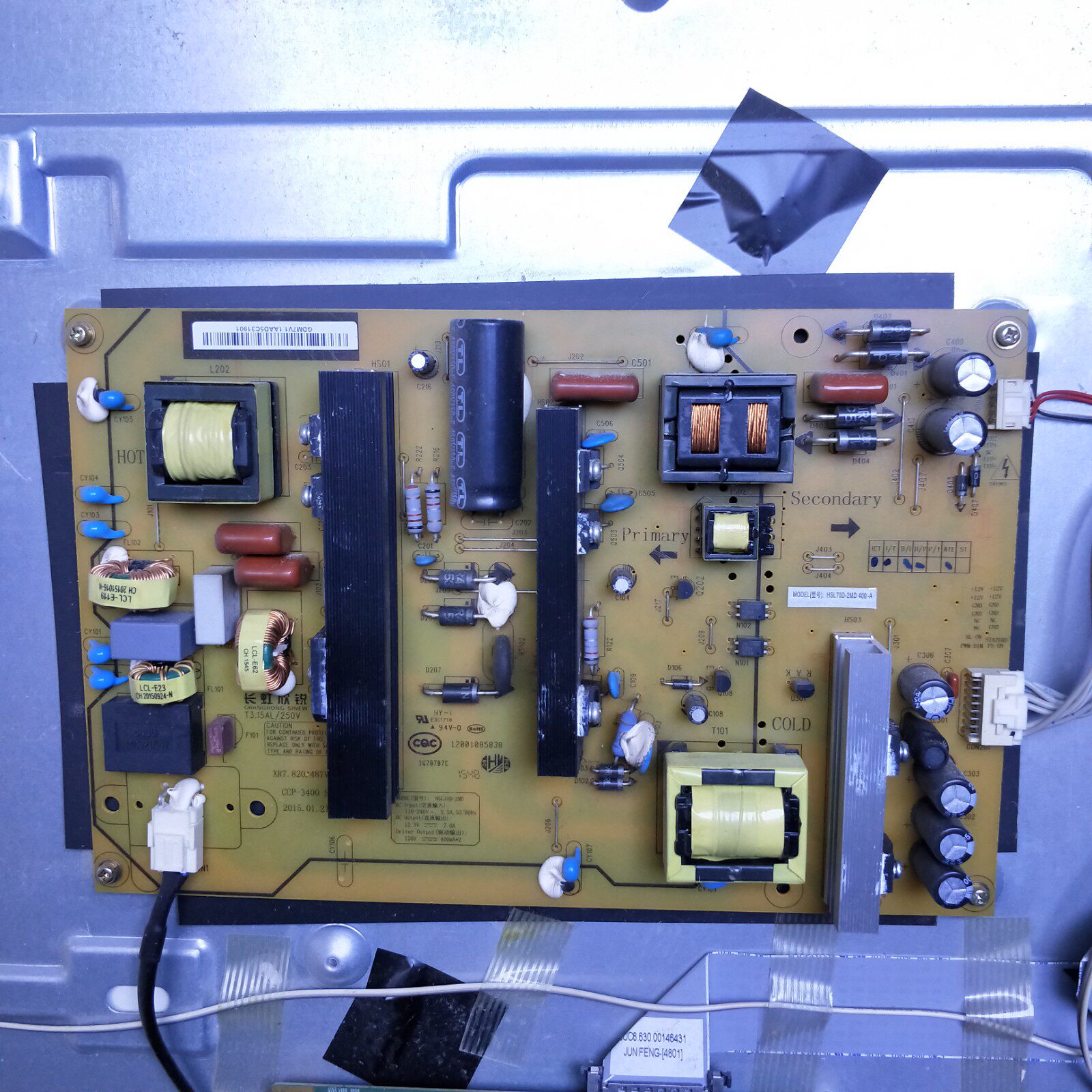 拆机 长虹 55d2000i 55u1电源板xr7.820.487v1.1  hsl70d-2md