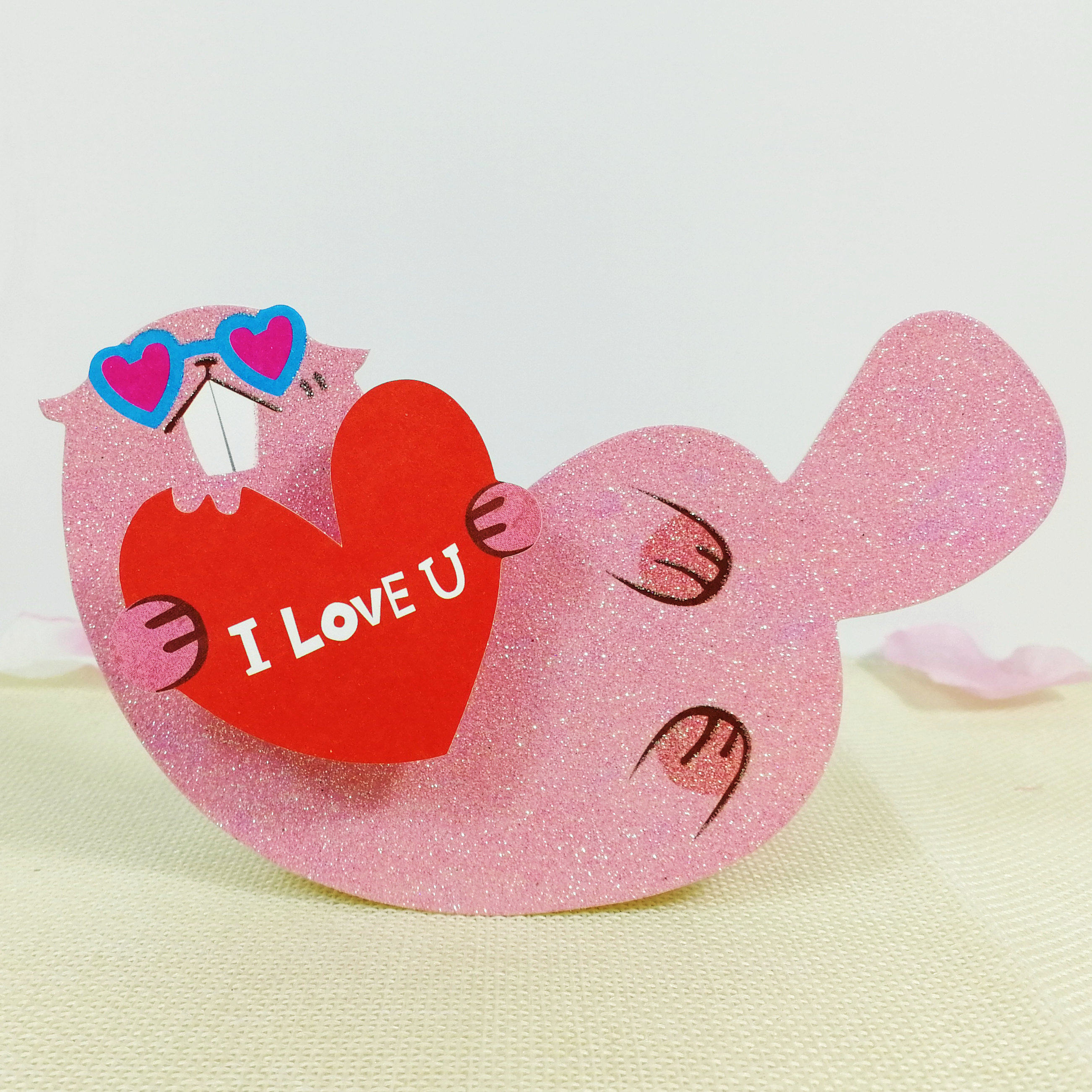 台湾创意亲亲造型卡情人节表白贺卡动物造型爱意祝福卡水獭先生