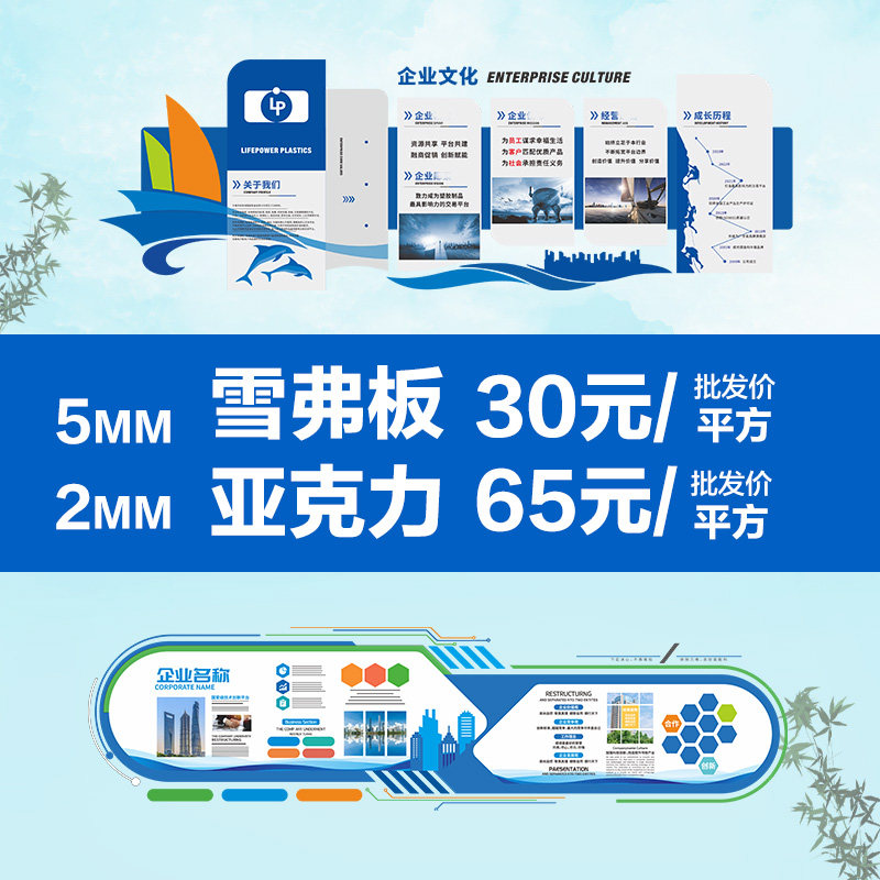 雪弗板亚克力UV打印铝塑板不锈钢铝铜板pvc文化墙广告牌标识定做