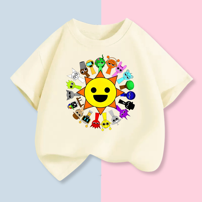 节奏盒子衣服儿童t恤夏季纯棉短袖上衣Sprunki童装周边半袖打底衫