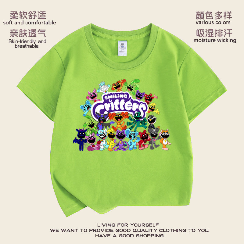 波比的游戏时间smiling critters3恐怖微笑小动物儿童纯棉短袖t恤