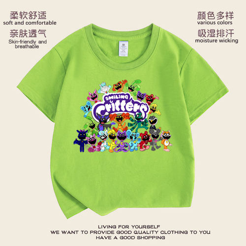 波比的游戏时间smiling critters3恐怖微笑小动物儿童纯棉短袖t恤