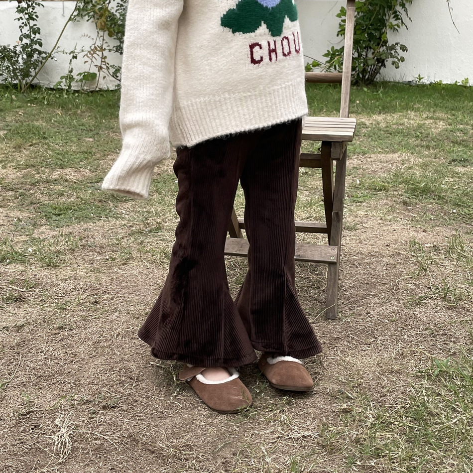 女童一体绒休闲柔软喇叭裤