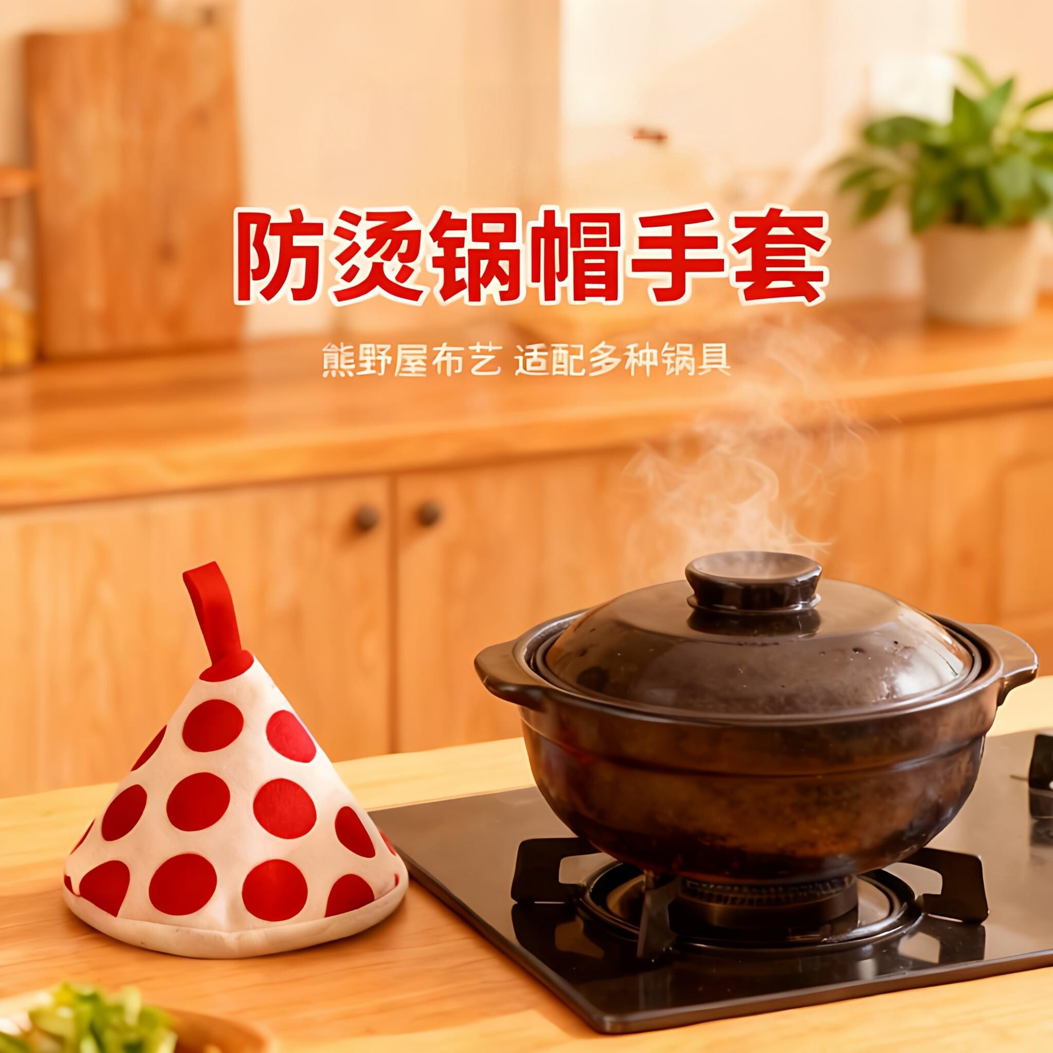 可爱三角防烫锅盖帽厨房锅把手砂锅珐琅锅铸铁锅耳套隔热手套