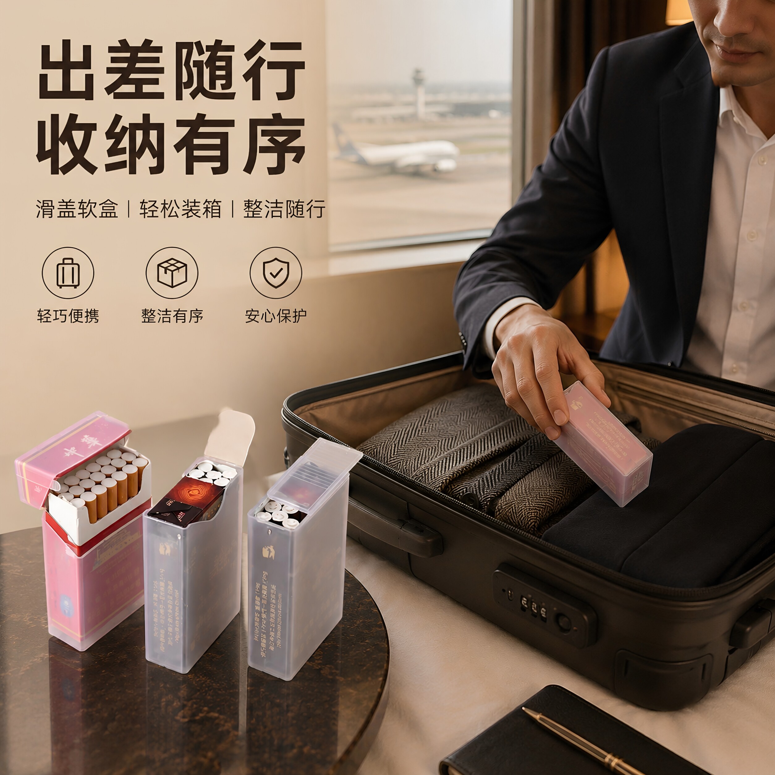 透明烟盒套便携加厚抗压20支装软硬包防汗水翻盖创意烟壳保护套
