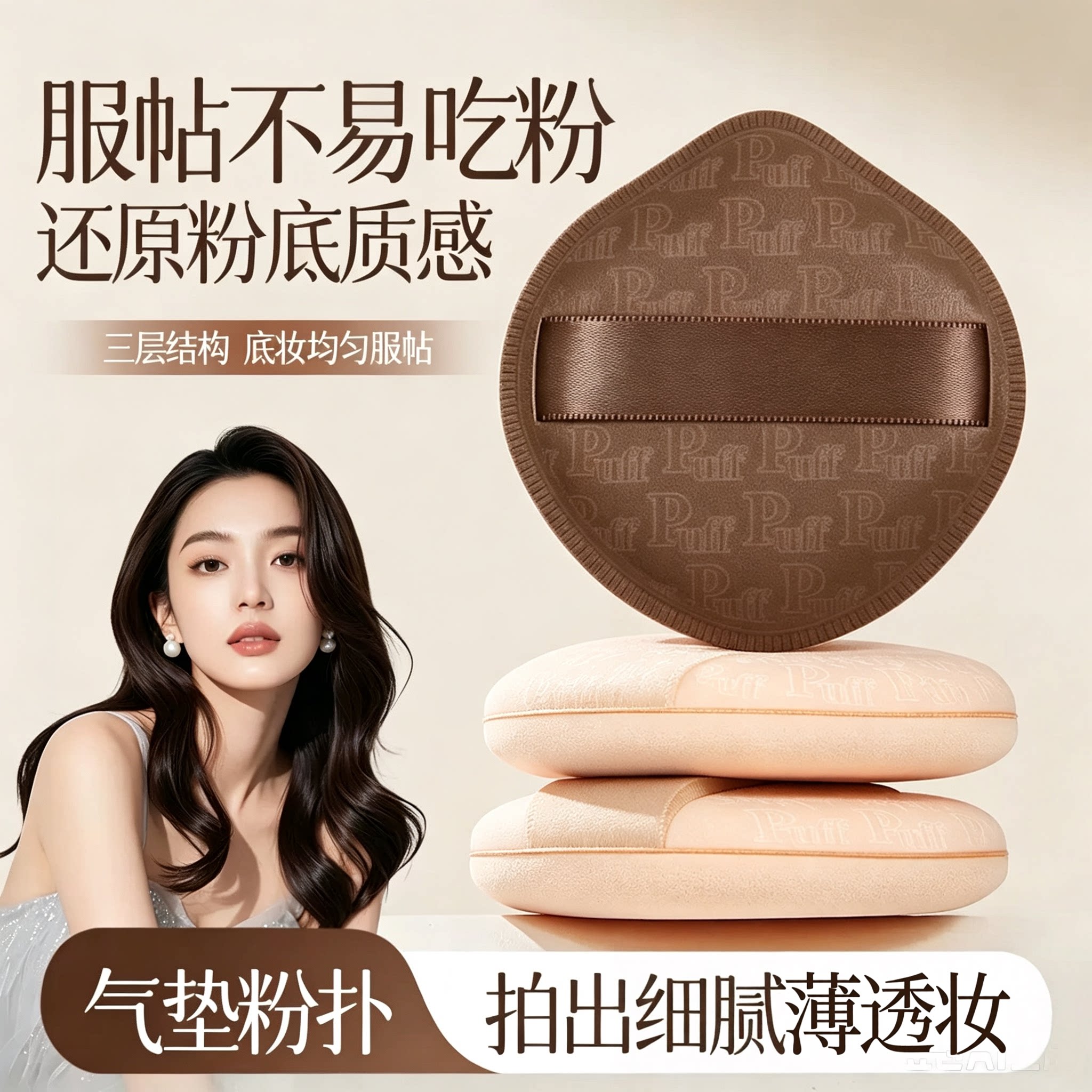 奶咖粉扑棉花糖气垫粉扑图片