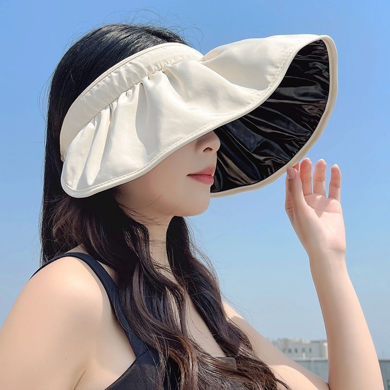 防晒帽女防太阳光大帽檐贝壳遮阳帽空顶帽子太阳帽遮脸可折叠夏天图片