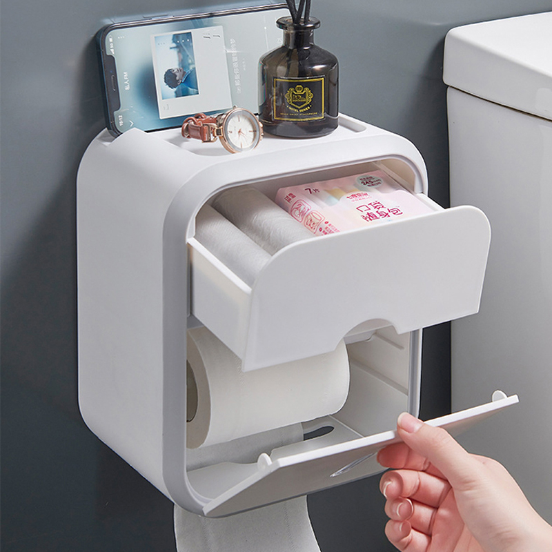 卫生间纸巾盒壁挂式厕所防水抽纸盒免打孔厕纸盒卫生纸卷纸置物架怎么看?