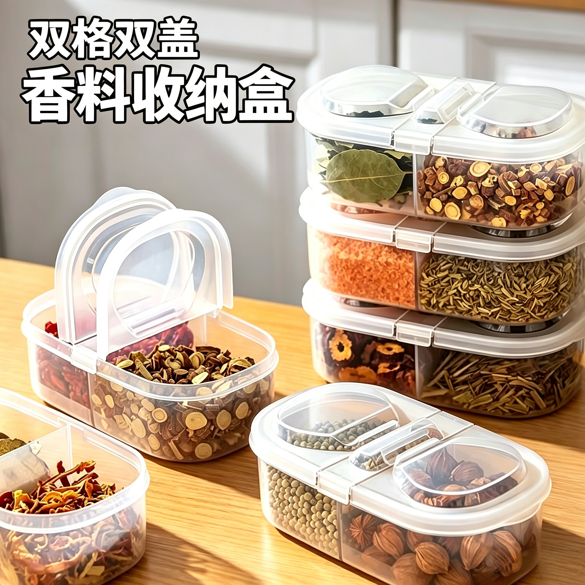 厨房家用加厚密封调料收纳盒