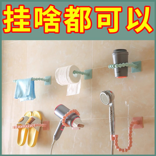 免打孔万向多功能支架臂浴室花洒固定器随心变置物架置物神器毛巾