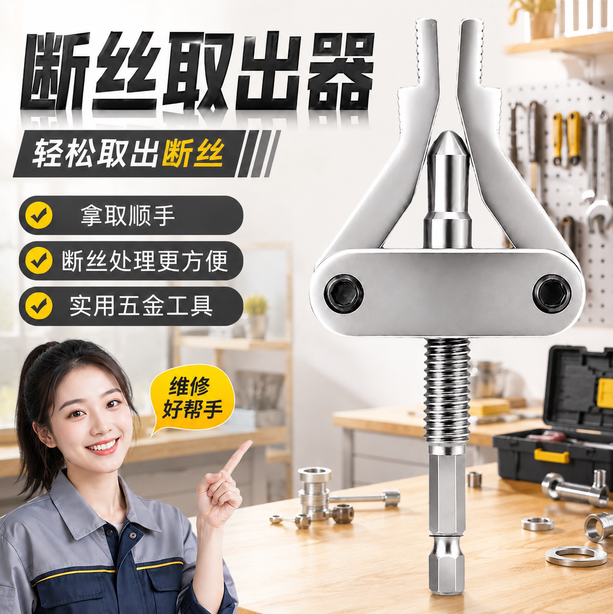 新款手电钻断丝取出器生锈水龙头断管一体取丝器4分6分1寸多功能