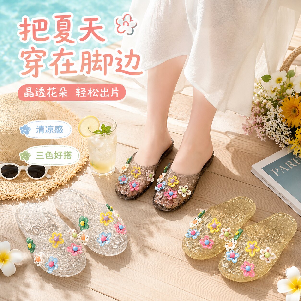 水晶鞋2026新款凉鞋女平底透明