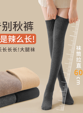 过膝袜子女秋冬羊毛长筒袜加厚保暖护膝大腿袜纯棉压力显瘦高筒袜