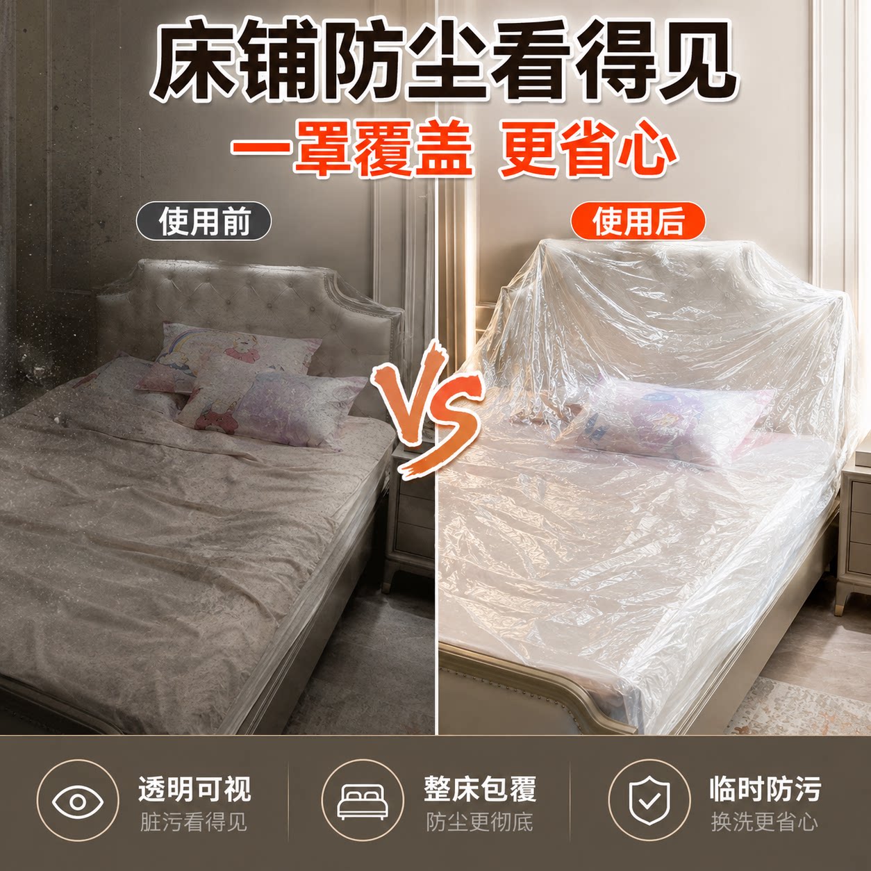 一次性防尘罩沙发全盖松紧束口床罩装修防尘塑料膜家用家具保护膜
