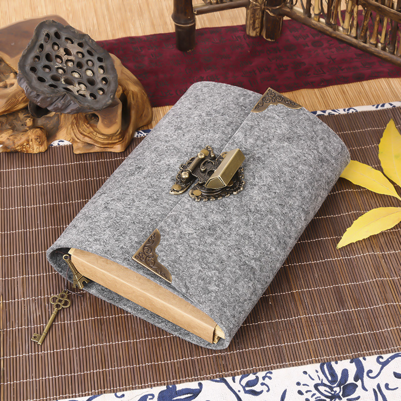 复古带锁可拆卸牛皮纸礼品密码本