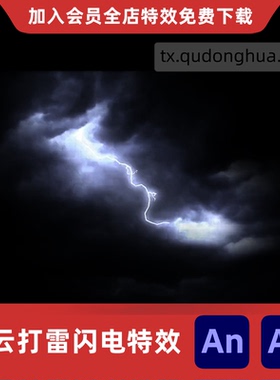 天空乌云打雷闪电AnAe雷电下雨末日极端恶劣天气背景场景特效素材