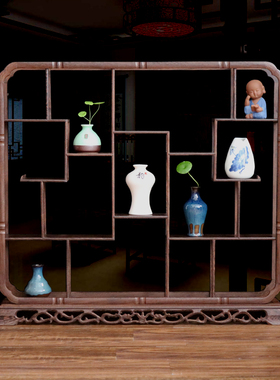 鸡翅木小博古架实木红木多宝阁仿古董中式茶壶展示架工艺品摆件架