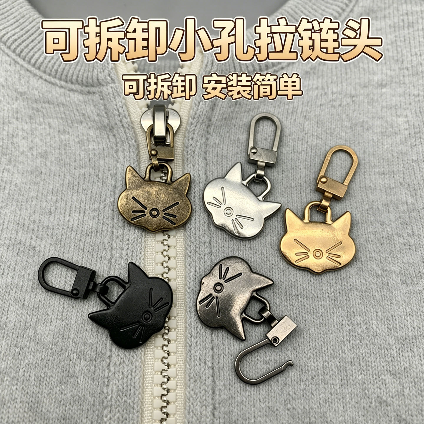 可拆卸通用拉链头修复羽绒服拉片