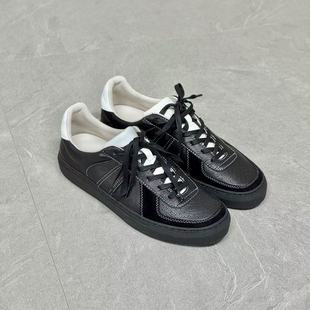 德训鞋 枯骨复古头层牛皮低帮柔软通勤休闲板鞋 黑武士简约男鞋