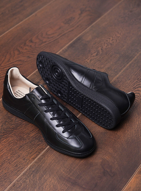 枯骨黑武士真皮板鞋休闲通勤复古板鞋rof德训鞋男女情侣鞋