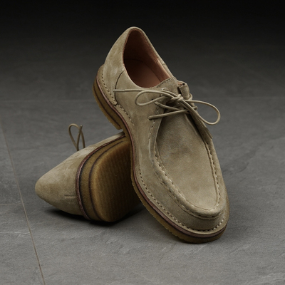 枯骨日系复古翻毛皮低帮皮鞋烟胶底男女通勤方头袋鼠鞋cityboy