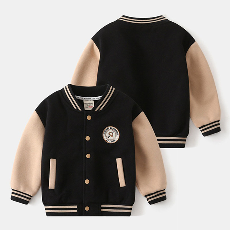 男童棒球服秋冬季韩版儿童加厚外套一体绒保暖上衣男宝宝拼色卫衣
