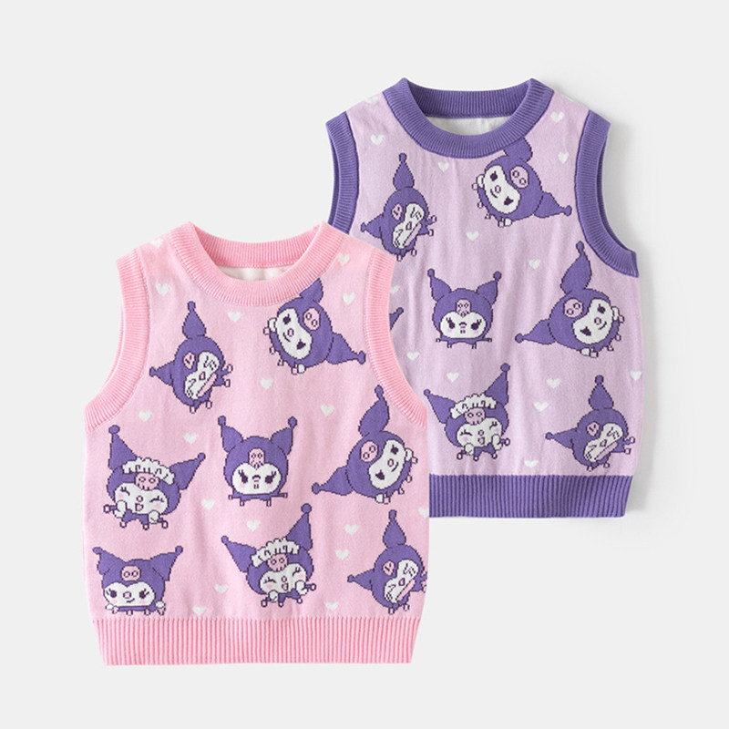 女童毛衣背心韩版童装库洛米2025秋冬季儿童双层针织衫宝宝马甲潮