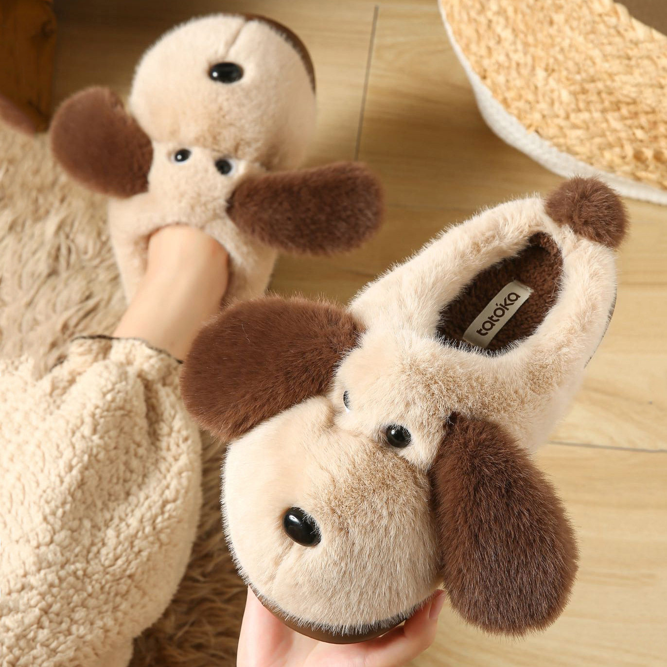 亲子棉拖鞋居家用保暖毛绒月子鞋男女2026新款秋冬季卡通可爱小狗