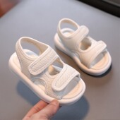 夏季 2026新款 女孩子网面纯色防滑透气 外穿软底男童沙滩鞋 儿童凉鞋